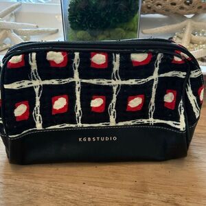 KGB studio black red white large cosmetic makeup bag